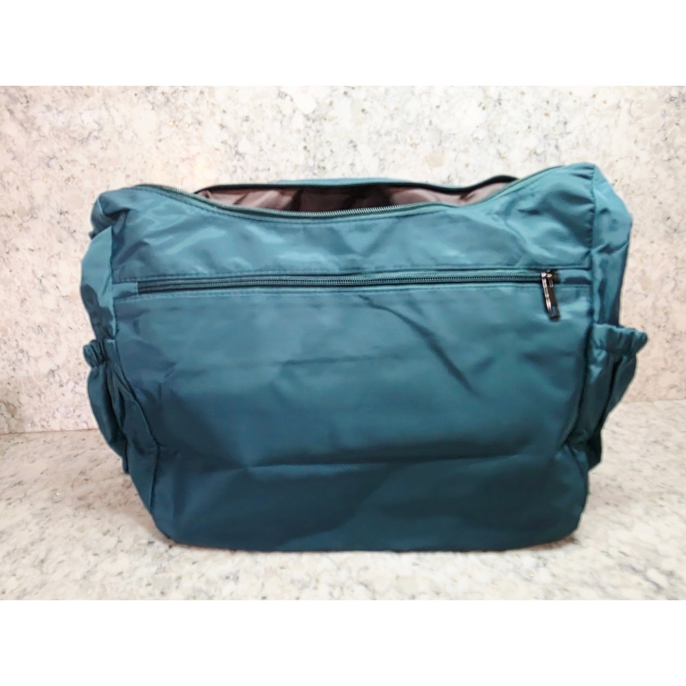 Teal Nylon Shoulder‎ Bag Multiple Zipper Pockets Crossbody Adjustable Strap NEW